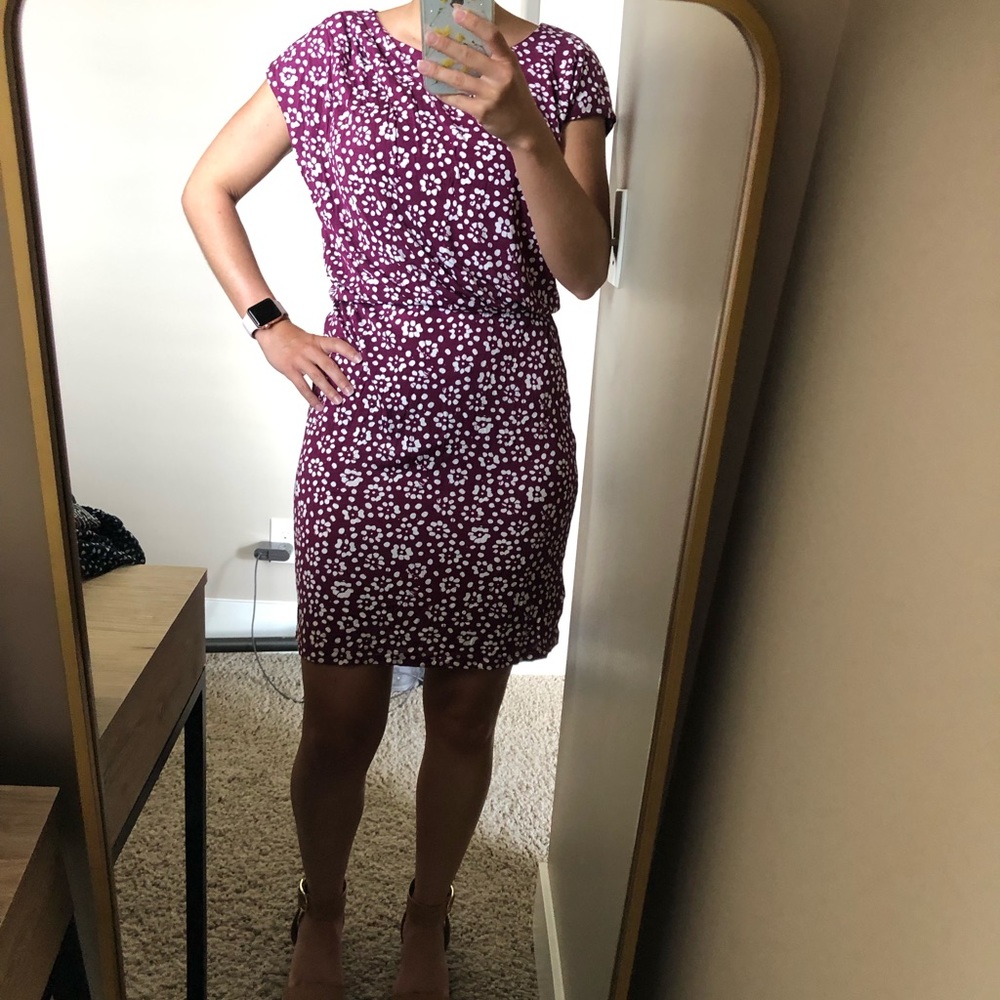 NWT LOFT Petite Spotted Blouson Tee Dress